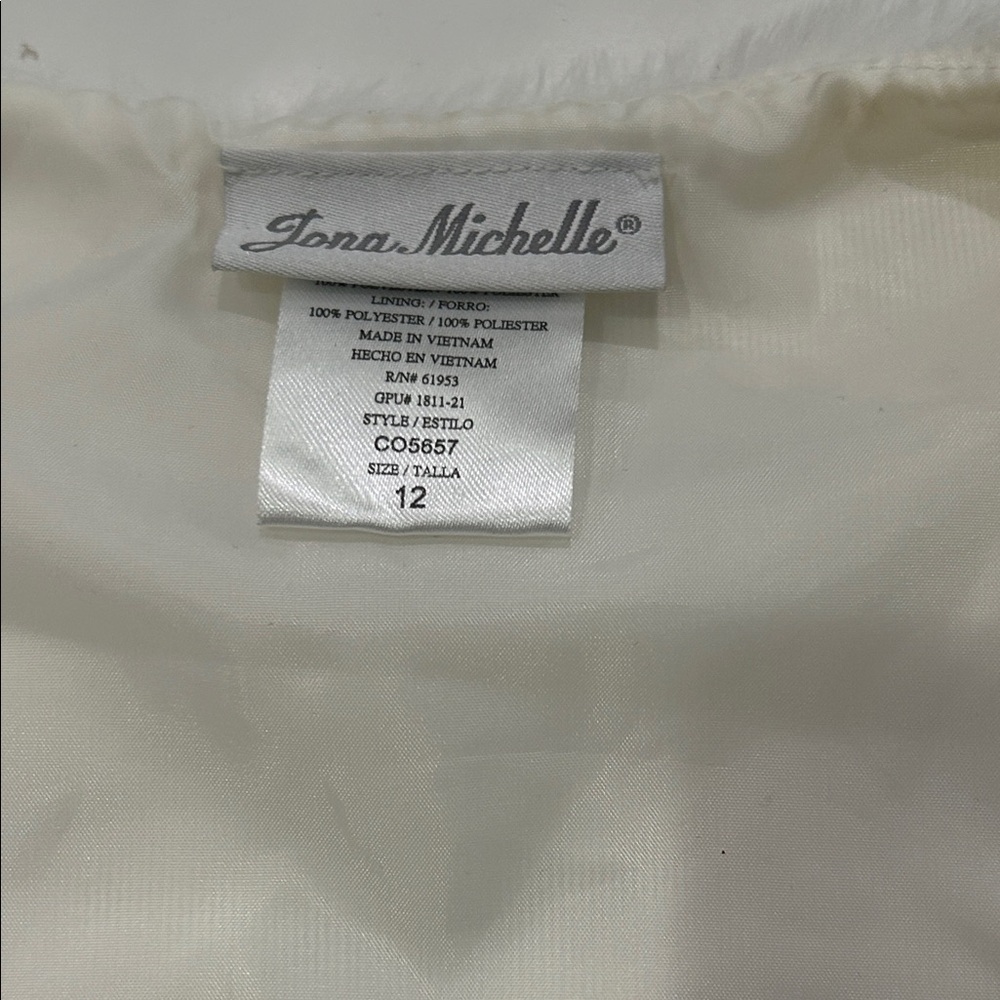 Jona Michelle Ivory Dress with Gold Snowflake Accents - Picture 6 of 10